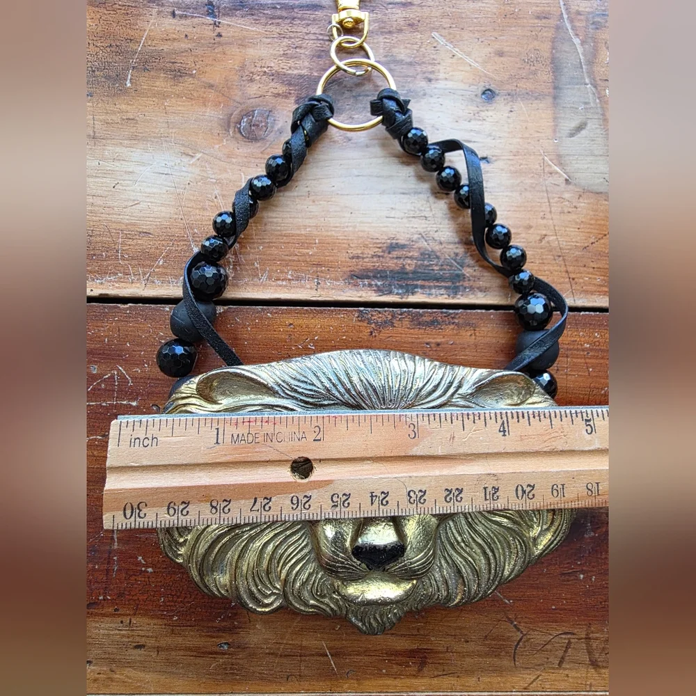 Goldtone Etched Lion Bag Charm - Custom Made - Picture 14 of 16